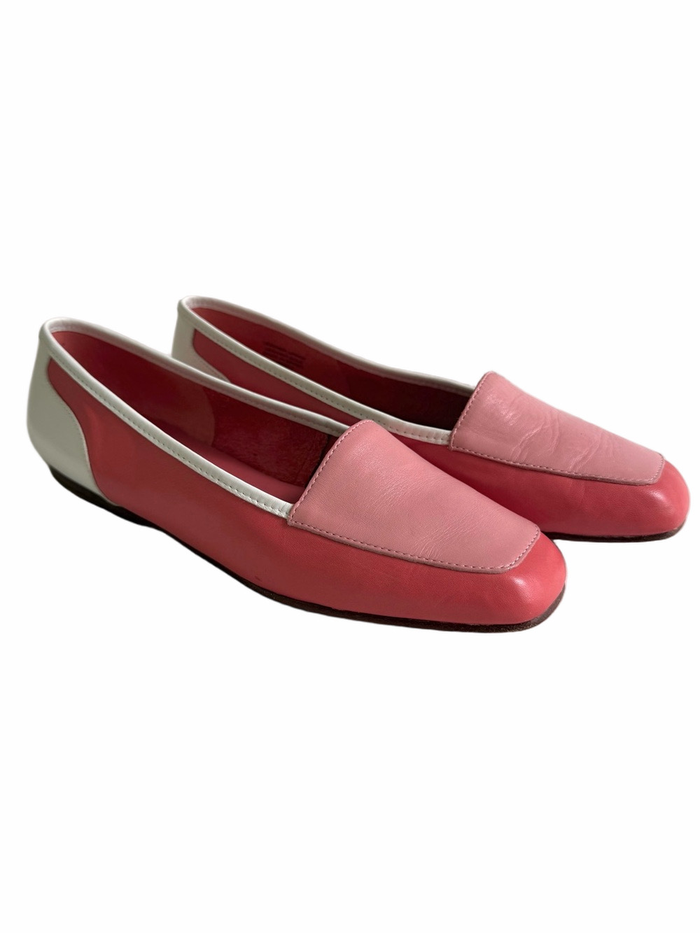 Vintage Enzo Angiolini Liberty Two Toned Pink White Leather Loafers Flats